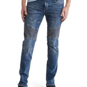 True Religion Rocco Skinny Fit Stretch Moto Jeans Med Sonic Indigo Men's Size 36